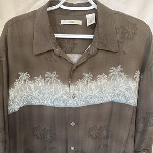 Campia Moda Shirt Mens XL Brown Palm Bowling Style 100% Rayon‎